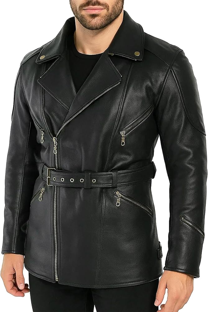mens leather 3/4 coat - mens leather car coat black - leather mens leather 3/4 coat - mens leather car coat black - leather